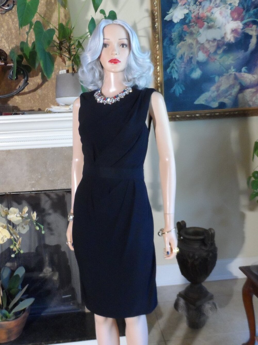 Giambattista Valli Ruched Black Sheath Dress S